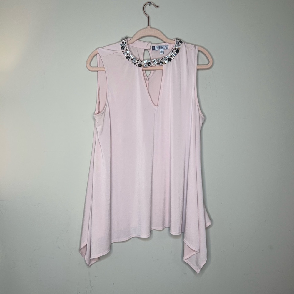 Jennifer Lopez Light Pink Blouse with Jewel Neckline